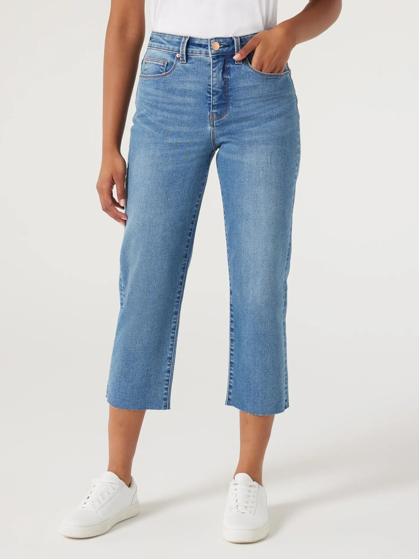 Women Jeanswest Annie Mid-Waisted Straight Capri